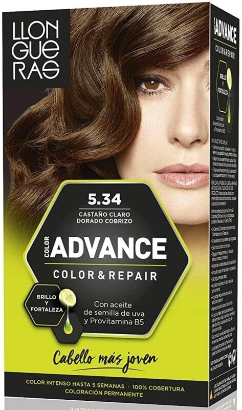 Llongueras Advance Color & Repair 5.34 Castaño Claro Dorado Cobrizo - Color y Cuidado en Cada Aplicación