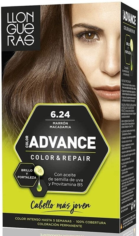 Llongueras Advance Color & Repair 6.24 Marrón Macadamia - Coloración Permanente con Brillo y Nutrición