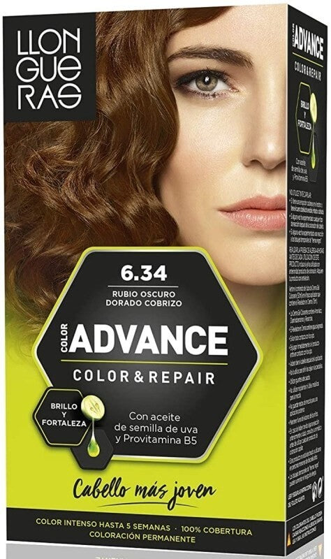 Llongueras Advance Color & Repair 6.34 Rubio Oscuro Dorado Cobrizo - Coloración Permanente con Nutrición y Brillo