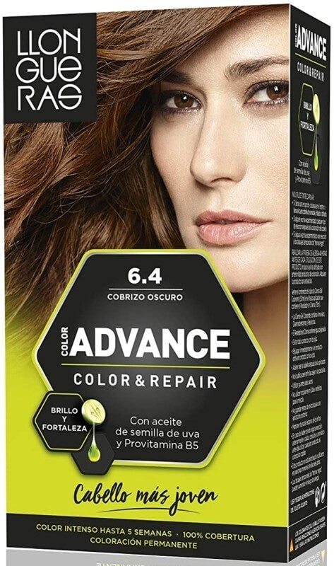 Llongueras Advance Color & Repair 6.4 Cobrizo Oscuro - Coloración Permanente con Cuidado Nutritivo