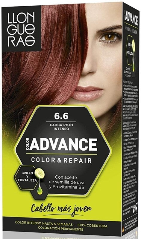 Llongueras Advance Color & Repair 6.6 Caoba Rojo Intenso - Coloración Permanente de Alta Duración