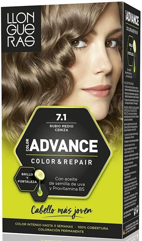 Llongueras Advance Color & Repair 7.1 Rubio Medio Ceniza - Coloración Permanente para un Cabello Más Joven y Luminoso