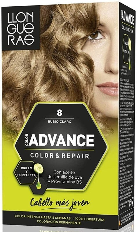 Llongueras Advance Color & Repair 8 Rubio Claro - Coloración Permanente para un Cabello Radiante