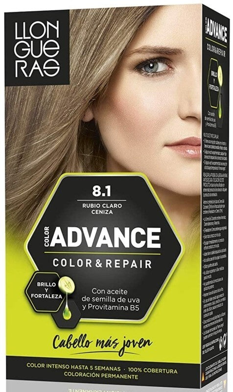 Llongueras Advance Color & Repair 8.1 Rubio Claro Ceniza - Coloración Permanente y Cuidado Intenso