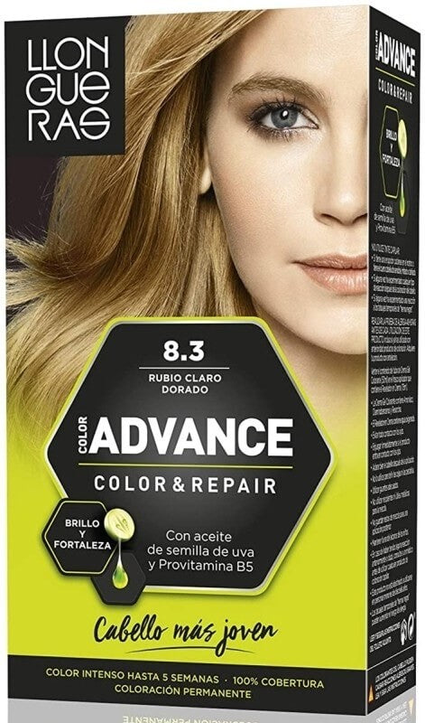 Llongueras Advance Color & Repair 8.3 Rubio Claro Dorado - Brillo y Fortaleza para Tu Cabello