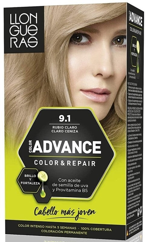 Llongueras Advance Color & Repair 9.1 Rubio Claro Claro Ceniza - Cabello Más Joven y Radiante