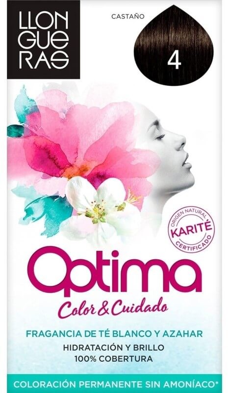 Llongueras Optima Tinte de Pelo Color Castaño 4 - Coloración Permanente sin Amoníaco