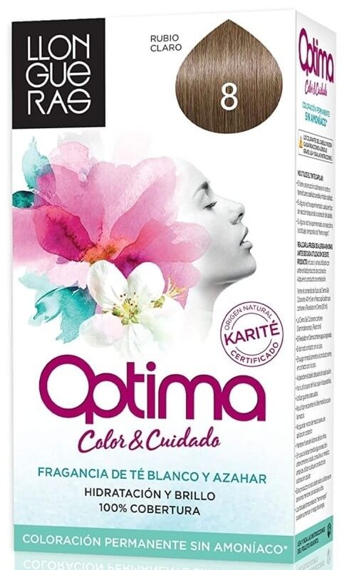 Llongueras Optima Tinte de Pelo Color Rubio Claro 8 - Coloración Permanente sin Amoníaco