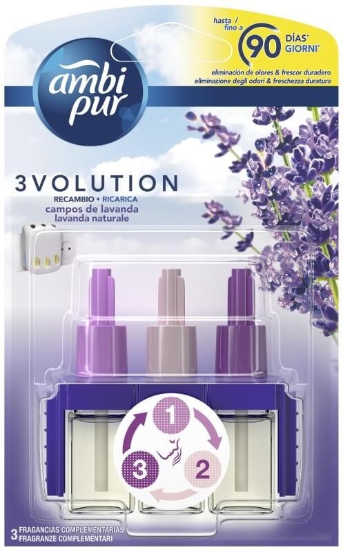 Ambi Pur 3Volution Recambio Campos de Lavanda – Frescura Duradera Hasta 90 Días