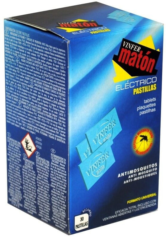 Vinfer Matón Recambios Pastillas Antimosquitos Eléctricas 30U – Protección Nocturna Eficaz Contra Mosquitos