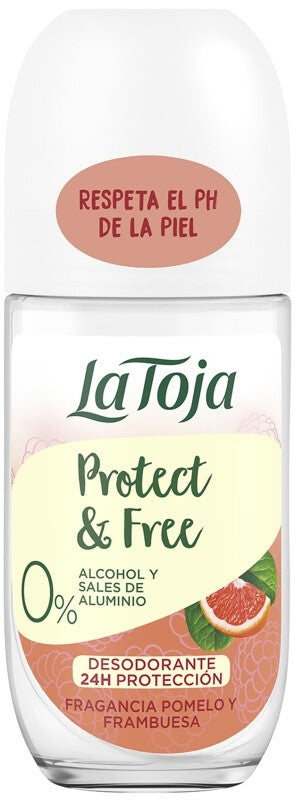 La Toja Protect & Free Desodorante Roll-On Pomelo y Frambuesa 50 ml – Protección 24H Sin Alcohol ni Sales de Aluminio