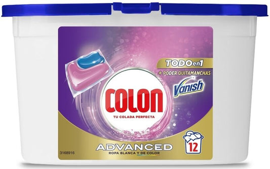 Colon Power Gel Caps Vanish ropa blanca y de color 12 Cápsulas