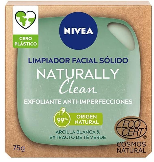 Nivea Limpiador Facial Sólido Naturally Clean Exfoliante Anti Imperfecciones 75 gr