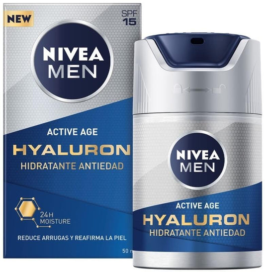 Nivea For Men Crema Hidratante Antiedad Hyaluron Factor De Protección 15 50 ml