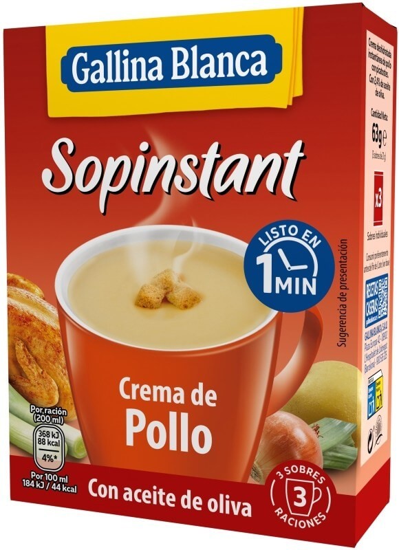 Sopinstant Crema de Pollo (3 Sobres) - Sabor Casero en Cada Cuchara