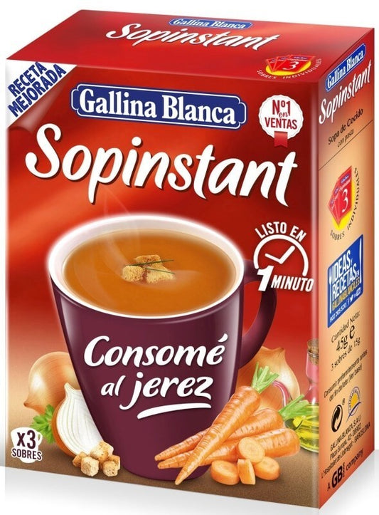 Sopinstant Consomé al Jerez (3 Sobres) - Caldo Rápido y Sabor Intenso
