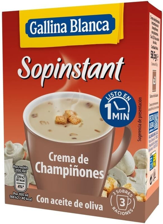 Sopinstant Crema de Champiñones (3 Sobres) - Deliciosa y Rápida de Preparar