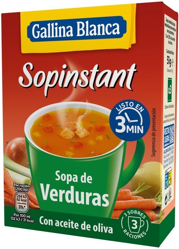 Sopinstant Sopa de Verduras (3 Sobres) - Sabor y Nutrición en Cada Cucharada