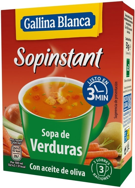 Sopinstant Sopa de Verduras (3 Sobres) - Sabor y Nutrición en Cada Cucharada