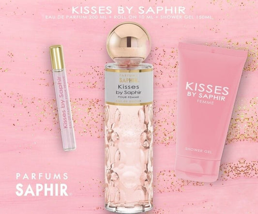 Saphir Estuche Kisses De Saphir Woman Vapo 200 ml + Colonia Roll-On 10 ml + Gel De Baño 150 ml