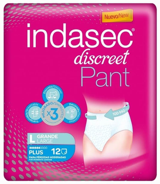 Indasec Pañales Adulto Pant Plus Grande 12 Unidades
