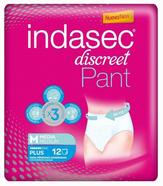 Indasec Pañales Adulto Pant Plus Mediano 12 Unidades