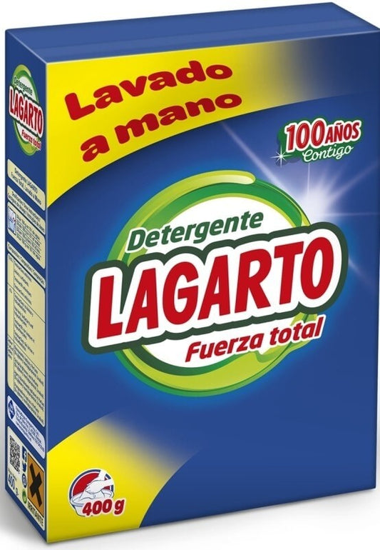 Lagarto Detergente en Polvo Lavado a Mano 400 g - Fuerza Total para tu Ropa