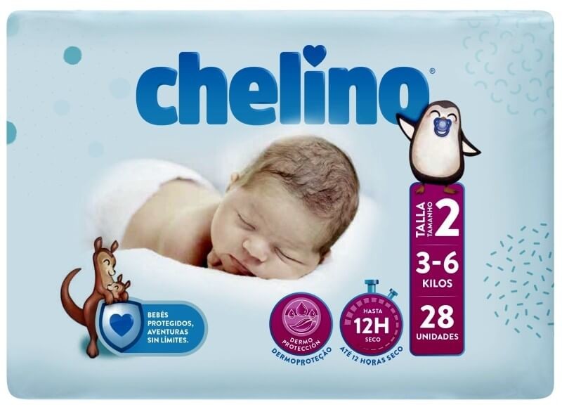 Chelino Pañales Talla 2 (3-6 kg) 28 Unidades - Protección y Confort para tu Bebé