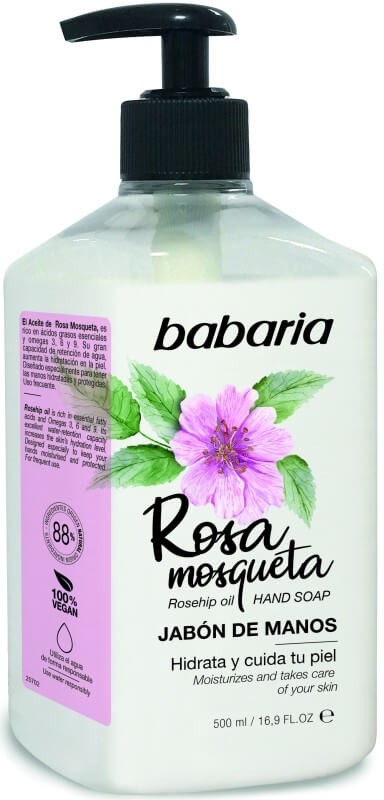 Babaria Jabón De Manos Rosa Mosqueta Dosificador 500 ml