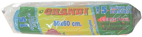 Grandi Bolsa Basura Autocierre G-120 Azul 15 Unidades