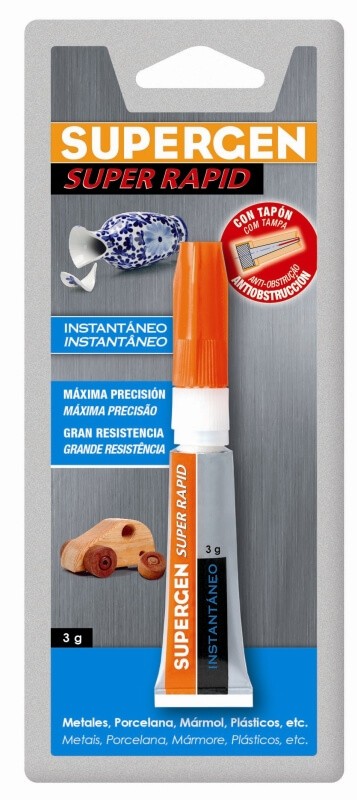 Supergen Super Rapid 3 g - Adhesivo Instantáneo de Alta Precisión y Resistencia