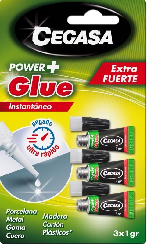 Cegasa Power+ Glue Extra Fuerte 3 x 1 g – Pegamento Instantáneo Ultra Rápido