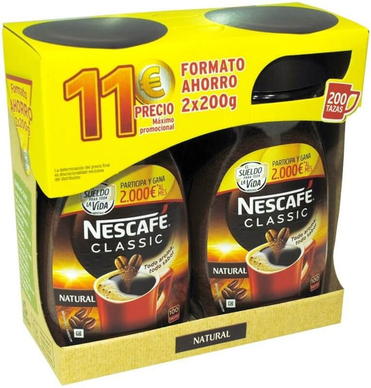Nescafé Classic Natural Café Soluble Pack 2x200g - Todo Aroma, Todo Sabor, Todo Ahorro