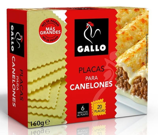 Gallo Placas para Canelones 160G 20U - Pasta de Calidad para tus Recetas Caseras