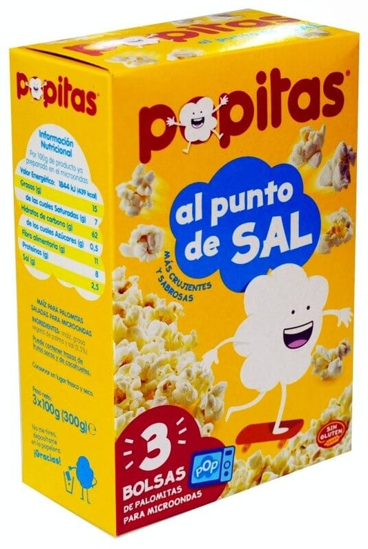 Borges Palomitas al Punto de Sal para Microondas 3 x 100 g - Deliciosas y Fáciles de Preparar