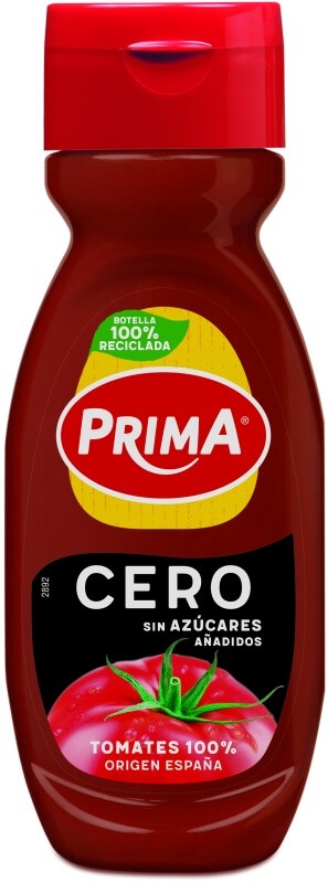 Prima Cero Ketchup Sin Azúcares Añadidos 265g – Todo el Sabor, 100% Tomate de Origen Español
