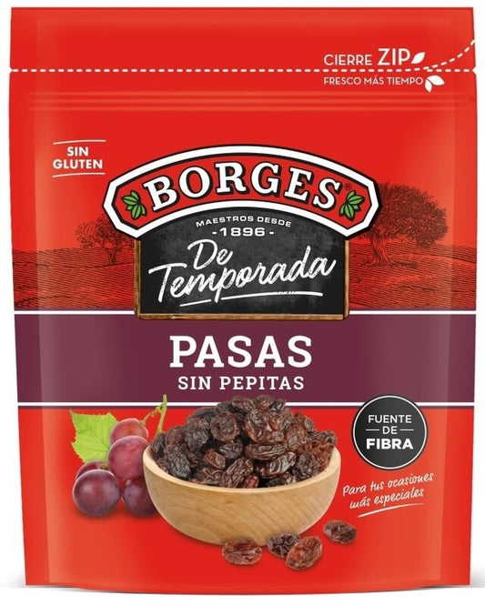 Borges Pasas Sin Pepitas 250 g – Fuente Natural de Fibra y Sabor