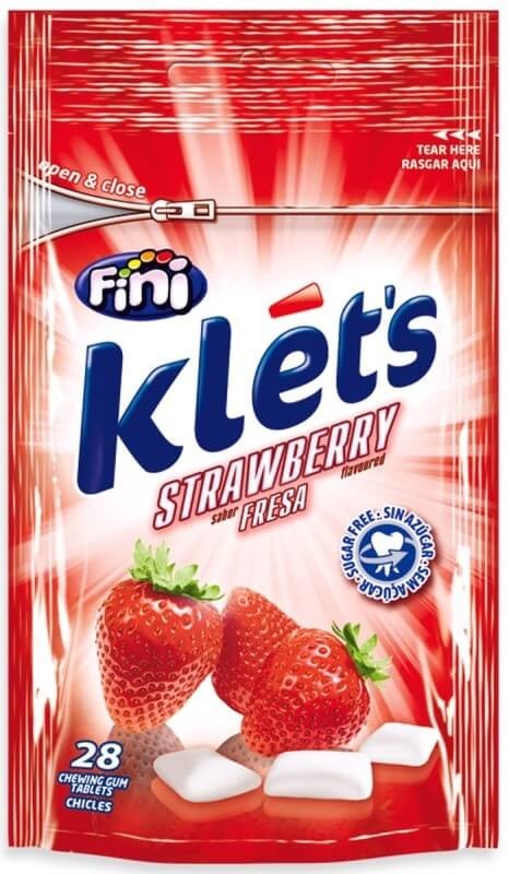 Klets Chicle Sin Azúcar Fresa 28 Unidades
