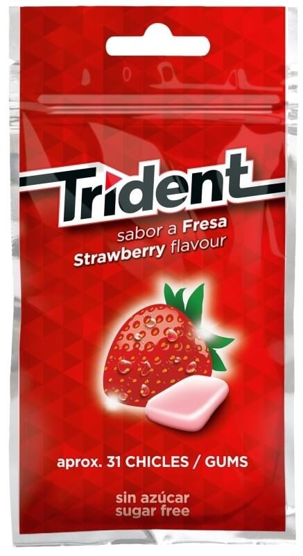 Trident Chicle Sin Azúcar Fresa 43,5 Gr - 31 Unidades Aproximadamente