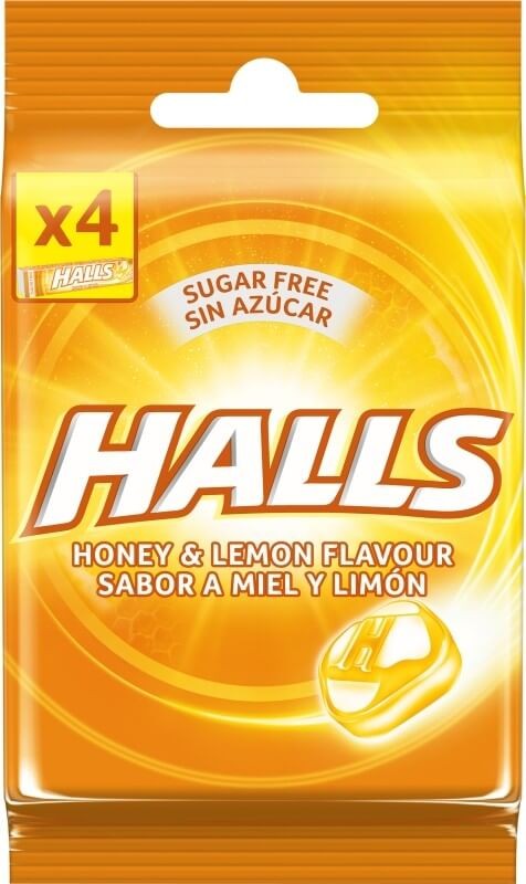Halls Caramelo Sin Azúcar Miel Y Limón 4 Unidades X 32 gr