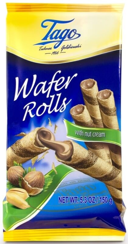 Tago Wafer Rolls con Crema de Avellanas 150G - El Snack Crujiente y Delicioso que Te Mereces
