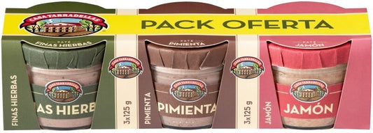 Casa Tarradellas Paté De Pimienta + Finas Hierbas + Jamón 3 Unidades X 125 gr