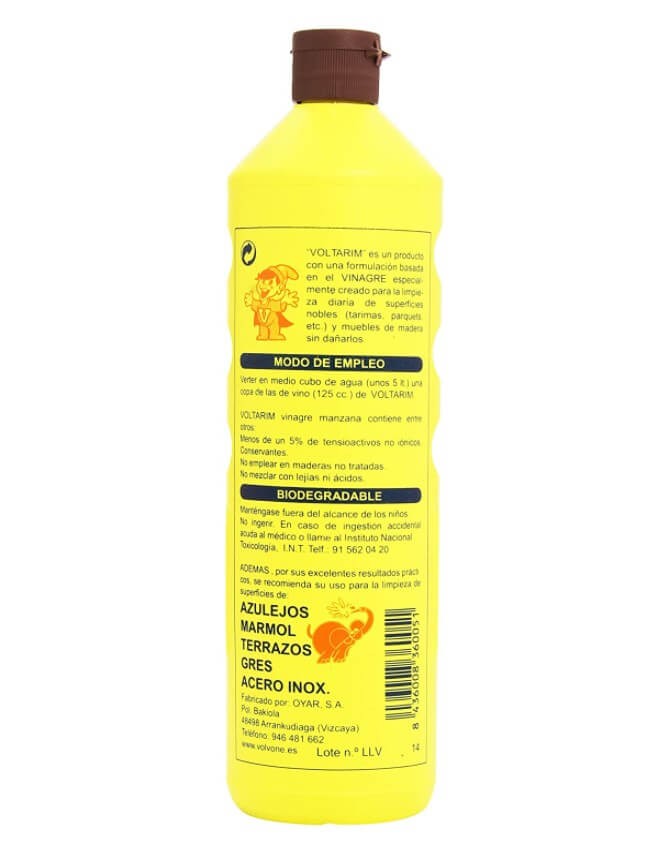 Voltarim Tarimas Vinagre de Manzana 1000 ml - Limpieza Natural para Tarimas y Suelos