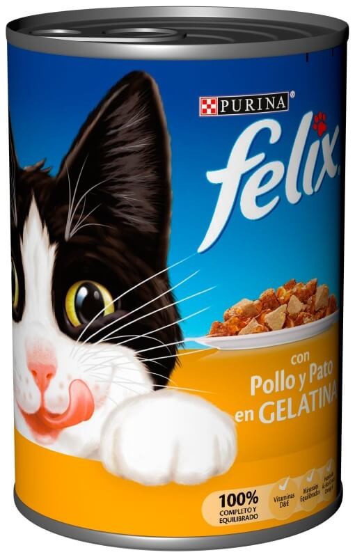 Felix Alimento Gato Pato Pollo Con Gelatina Lata 400 gr