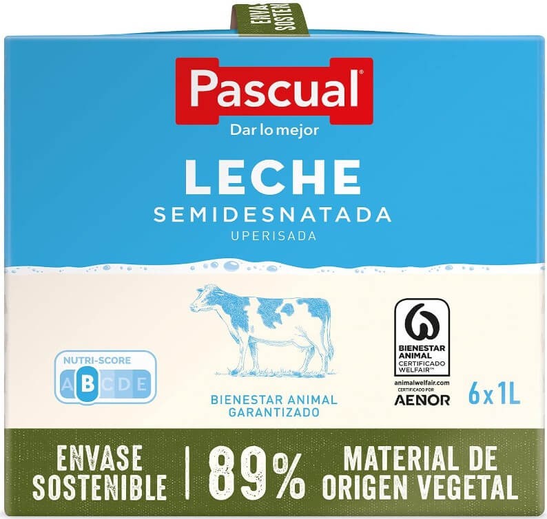 Pascual Leche Semidesnatada Pack 6 x 1L - La Mejor Elección para una Dieta Equilibrada